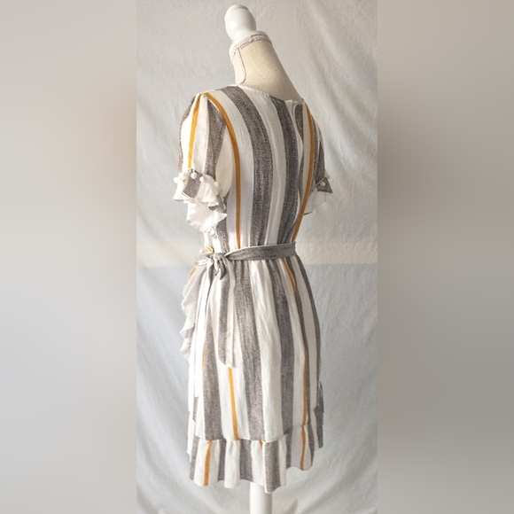 Simplee - Wrap Pom-pom Striped Dress - Super Cute! M - Picture 9 of 12